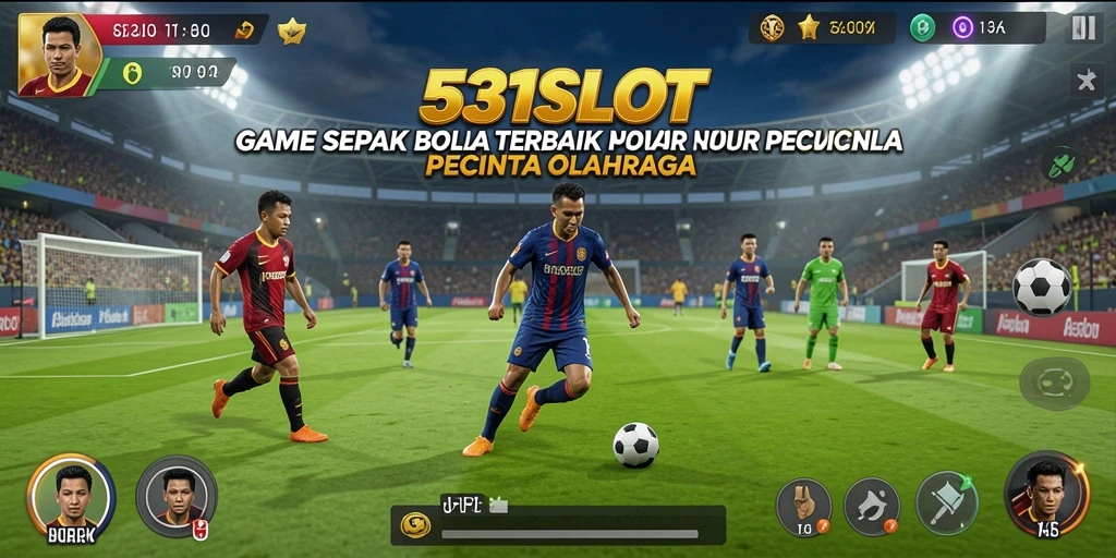 Screenshot gameplay 531SLOT menampilkan aksi sepak bola yang mendebarkan.