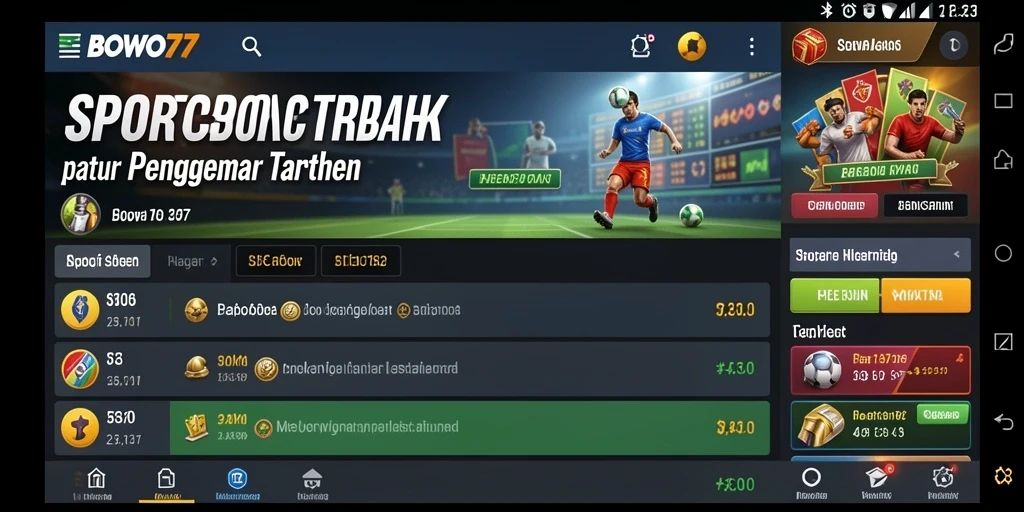 Tampilan gameplay BOWO77 dengan berbagai pilihan taruhan olahraga.