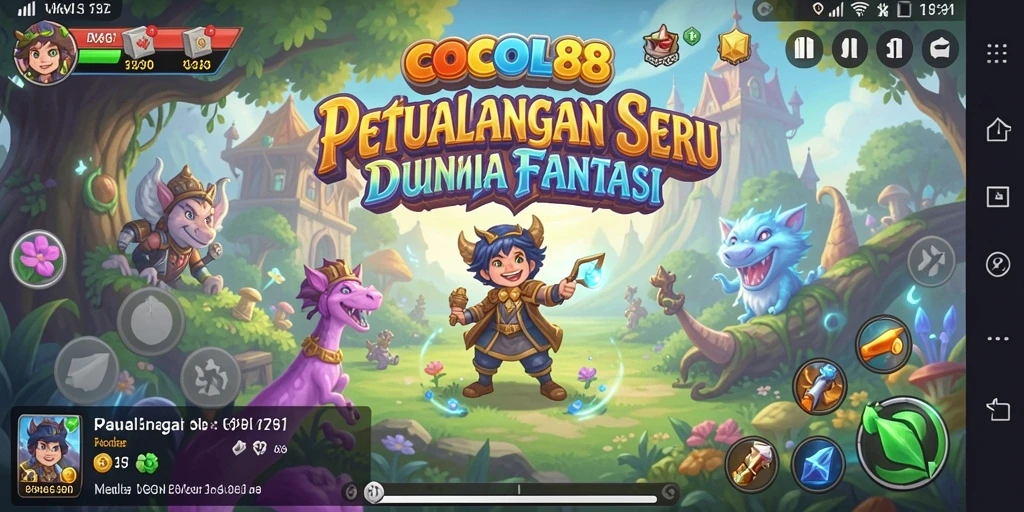 Tampilan gameplay COCOL88 dengan karakter dan dunia fantasi yang kaya.