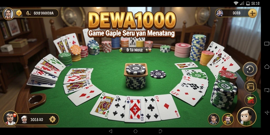 Screenshot utama DEWA1000 menampilkan permainan Gaple yang seru dan interaktif.