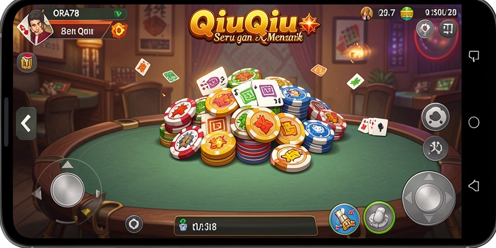 Tampilan gameplay seru dari ORA78 dengan kartu QiuQiu.
