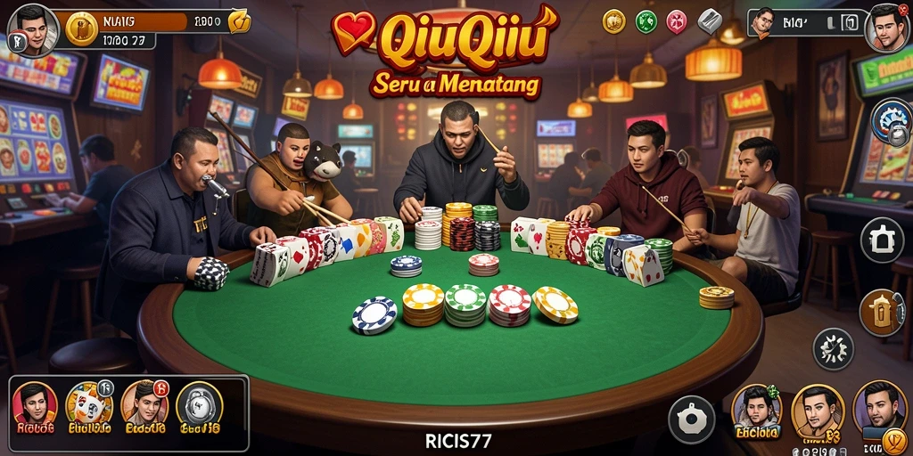 Tampilan gameplay seru dari RICIS77 saat bermain QiuQiu.
