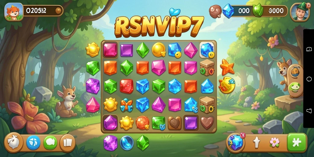 Tampilan gameplay RSNVIP7 dengan warna cerah dan tantangan seru.